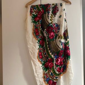 Beautiful Ukrainian Style Floral Scarf
